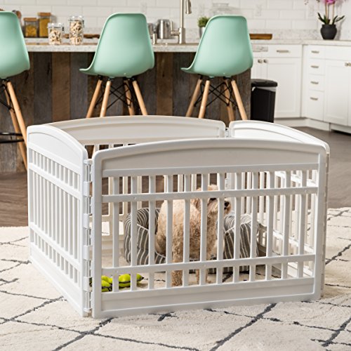 White 4-Panel 24" Foldable Dog Playpen O3434