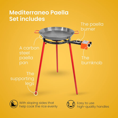 16 Inch Carbon Steel Paella Pan Set with Burner M4670