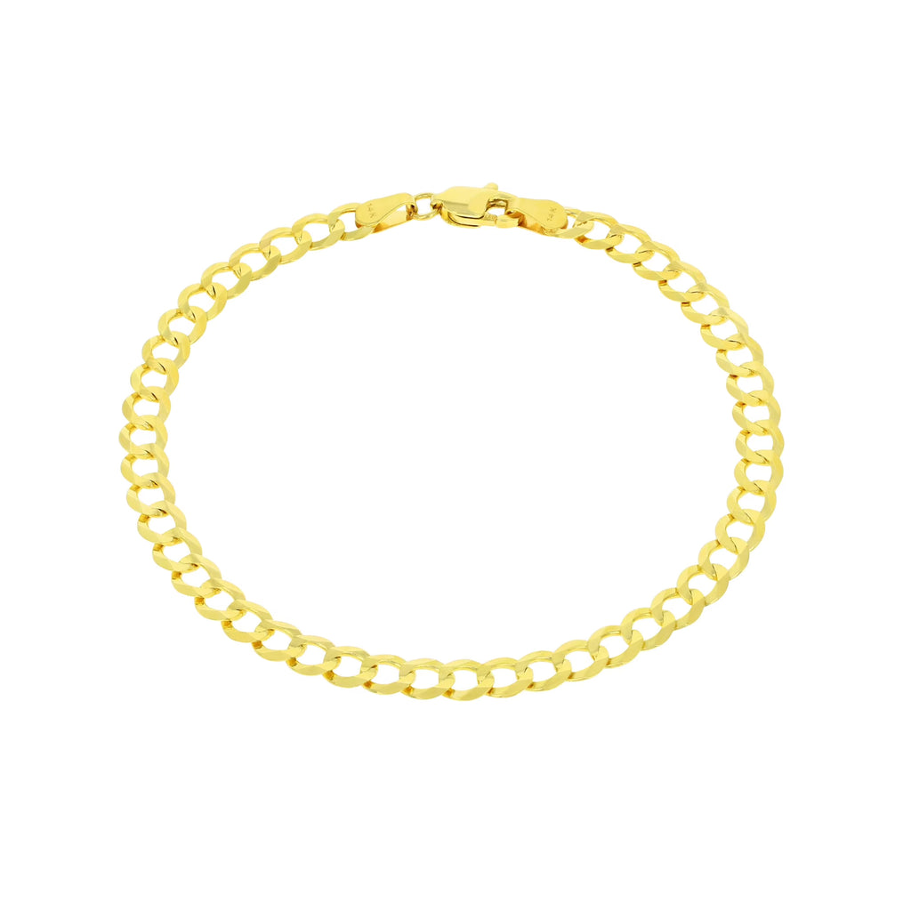 14k Yellow Gold 5mm Solid Cuban Curb Link Chain Bracelet D423