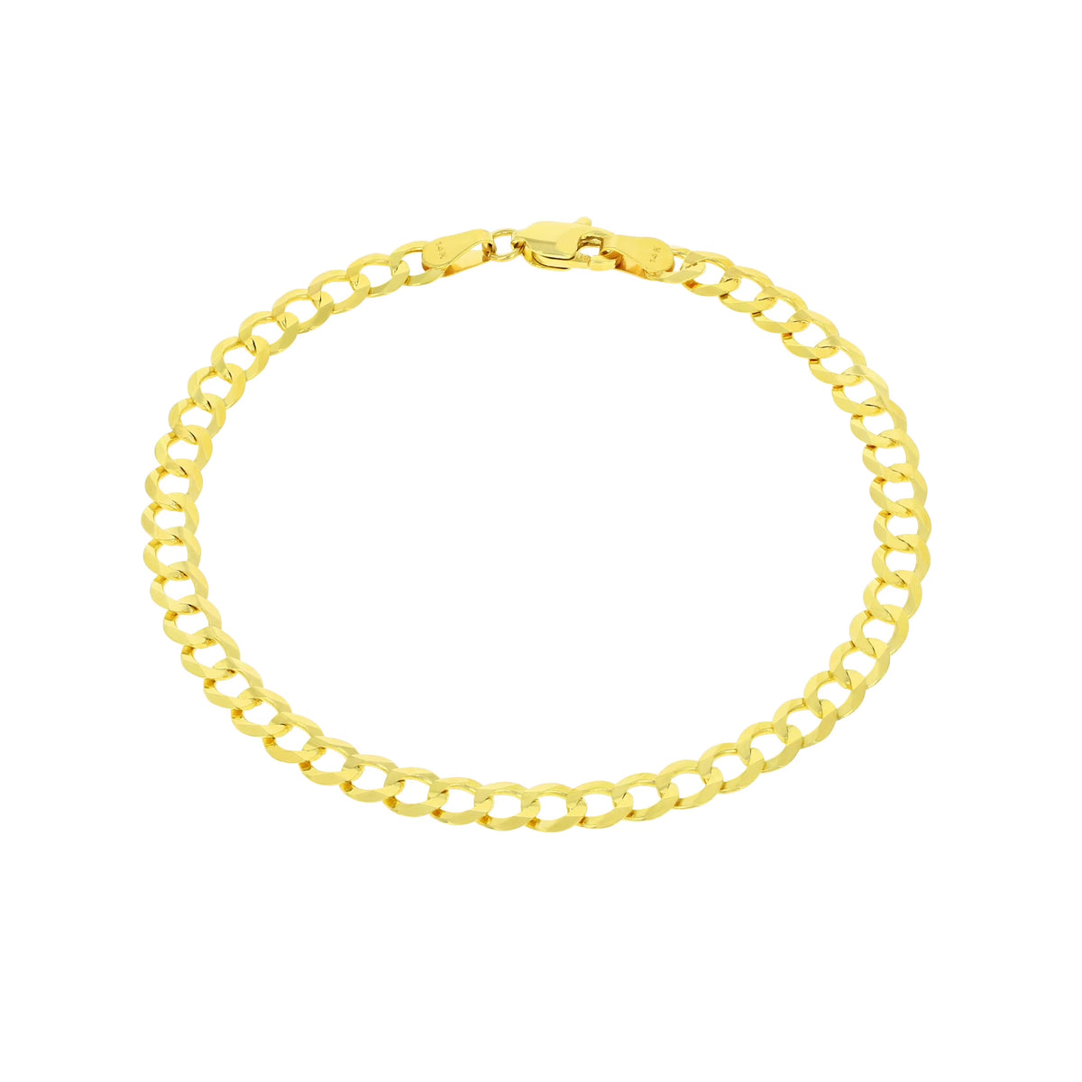 14k Yellow Gold 5mm Solid Cuban Curb Link Chain Bracelet D423