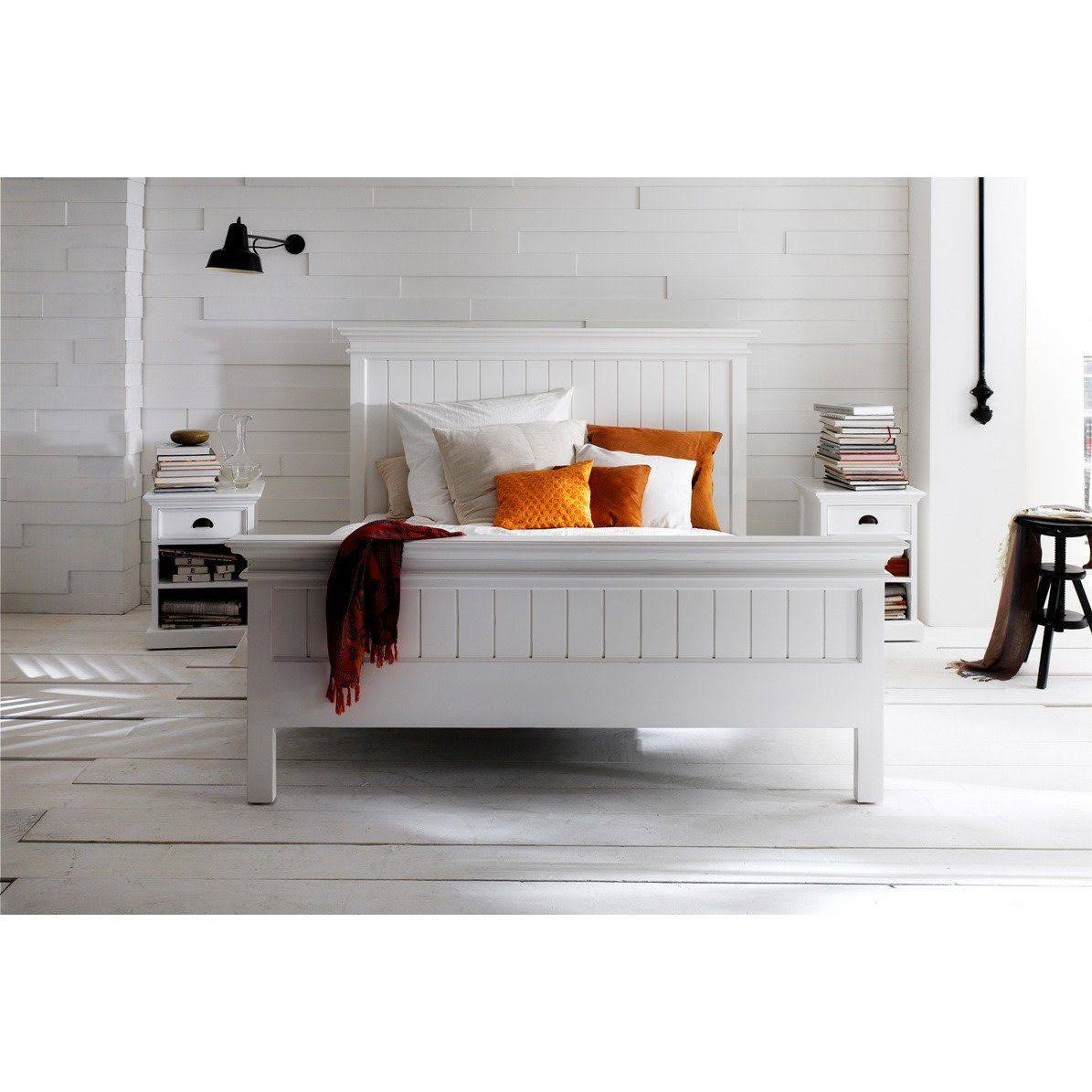 White Bedside Table with Shelves Q2075