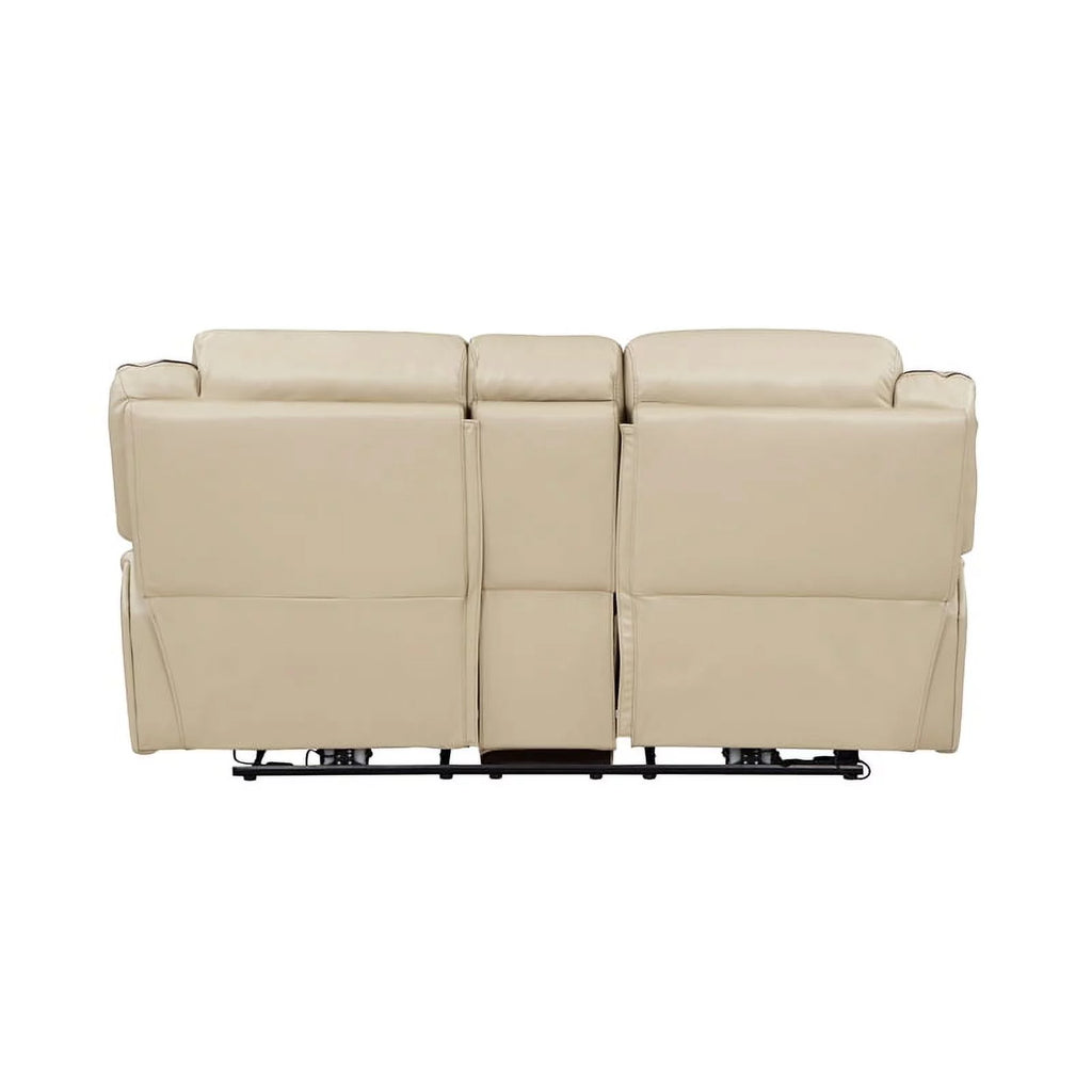 Beige Faux Leather Double Reclining Loveseat M784900