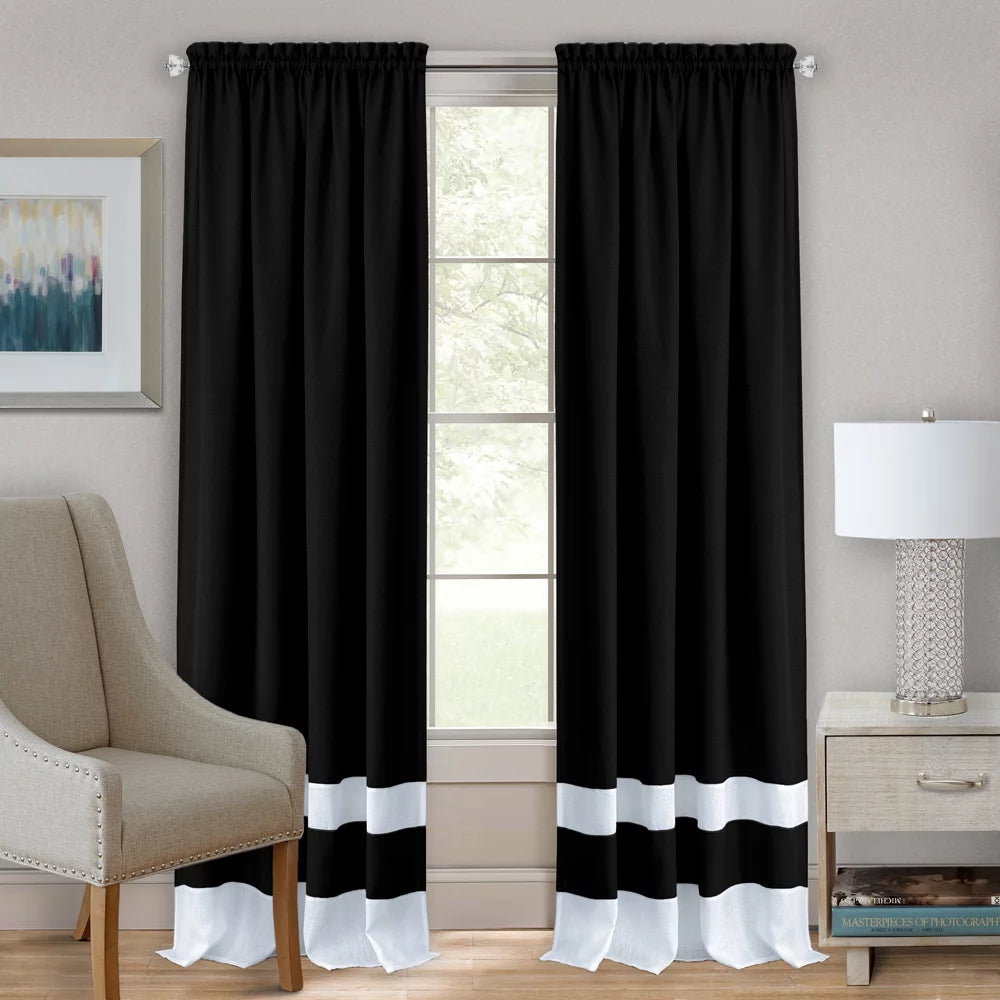 Two-tone Rod Pocket Window Curtain Panel B53530