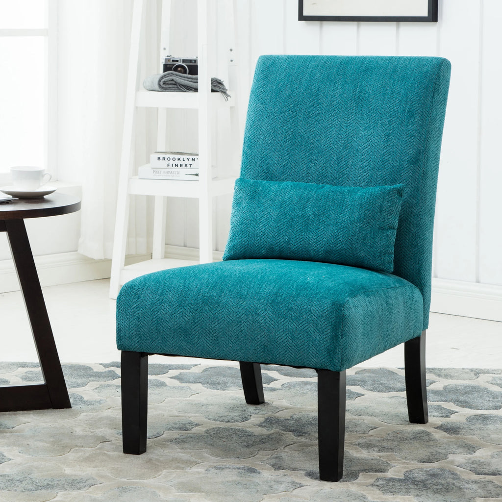 Fabric Armless Accent Chair with Kidney Pillow B633075