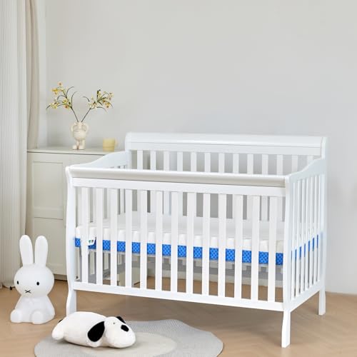Baby Crib Mattress with Removable Outer Cover, White & Blue D829