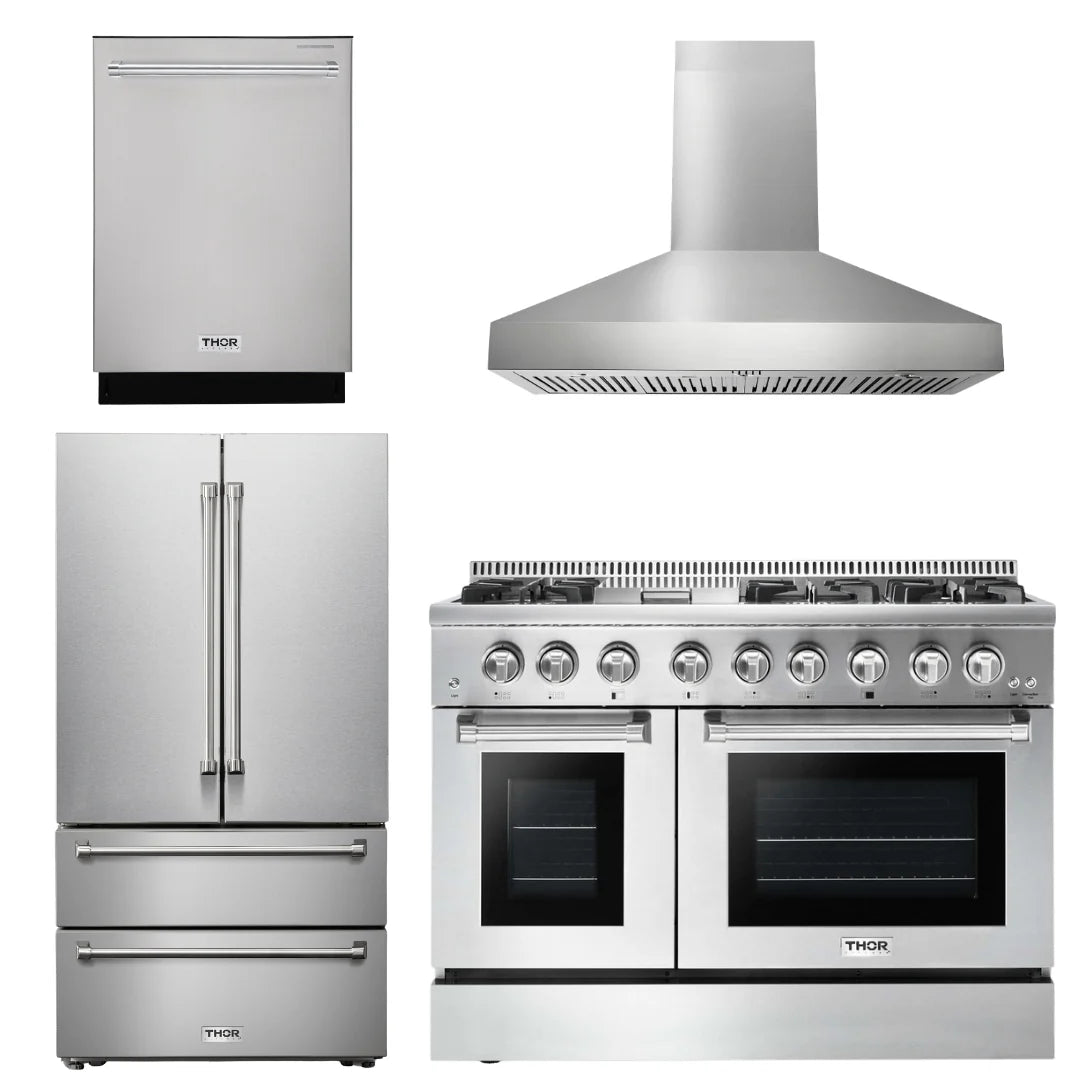 48 Propane Gas Burner Electric Range, Range Hood, Refrigerator, Dishwasher U716020