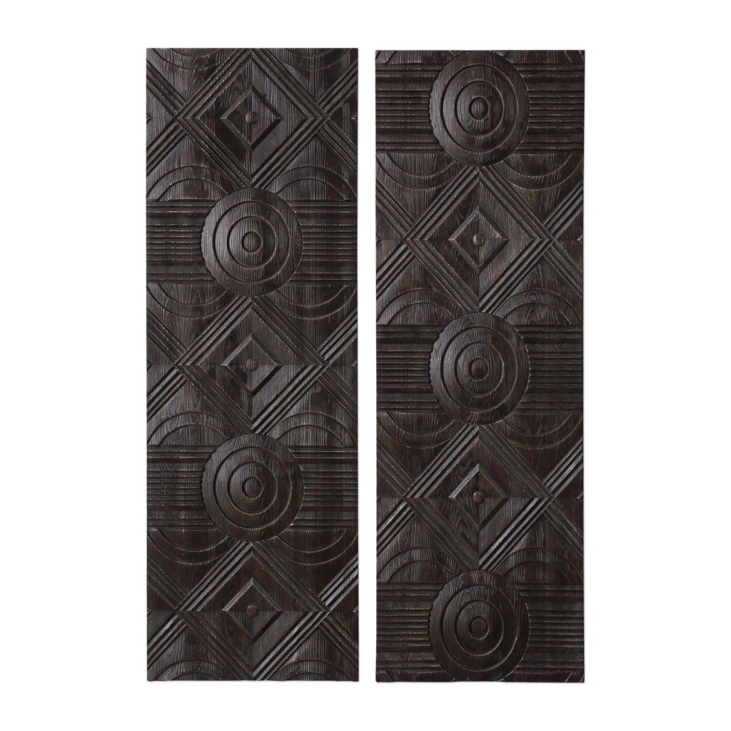 Carved Wood Wall Panels - Set of 2 F891824