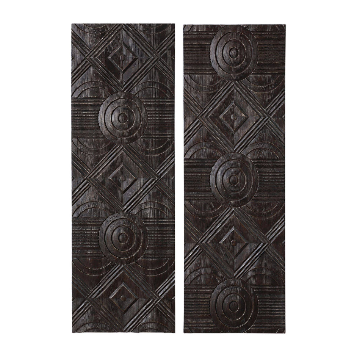 Carved Wood Wall Panels - Set of 2 F891824