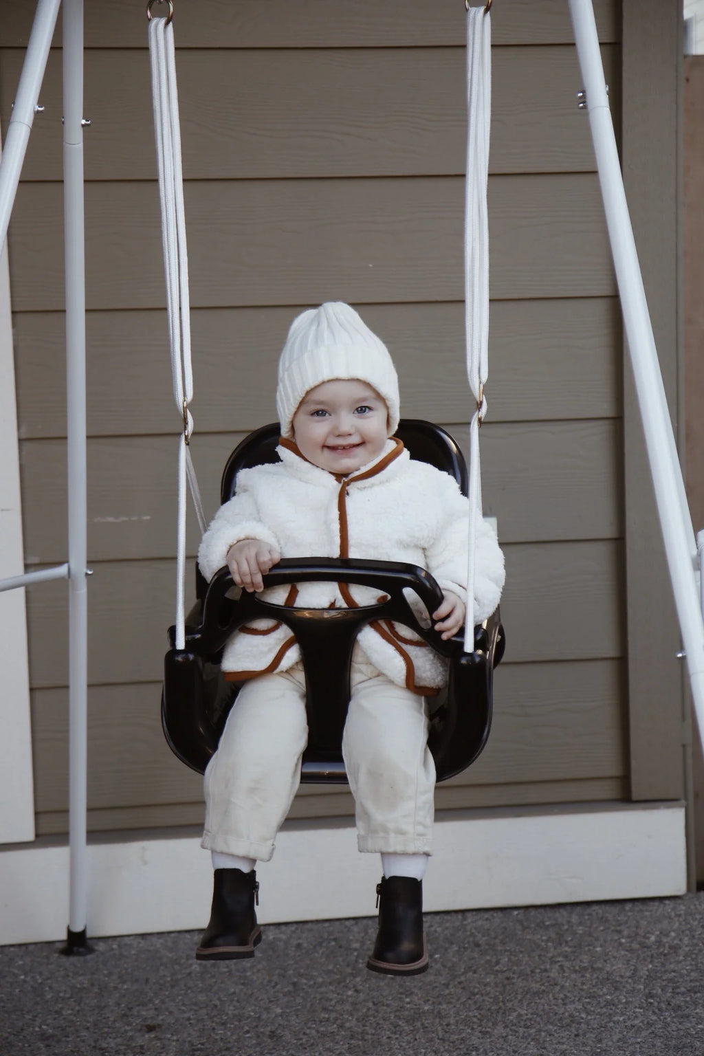 White Foldable Toddler Swing Set F1126