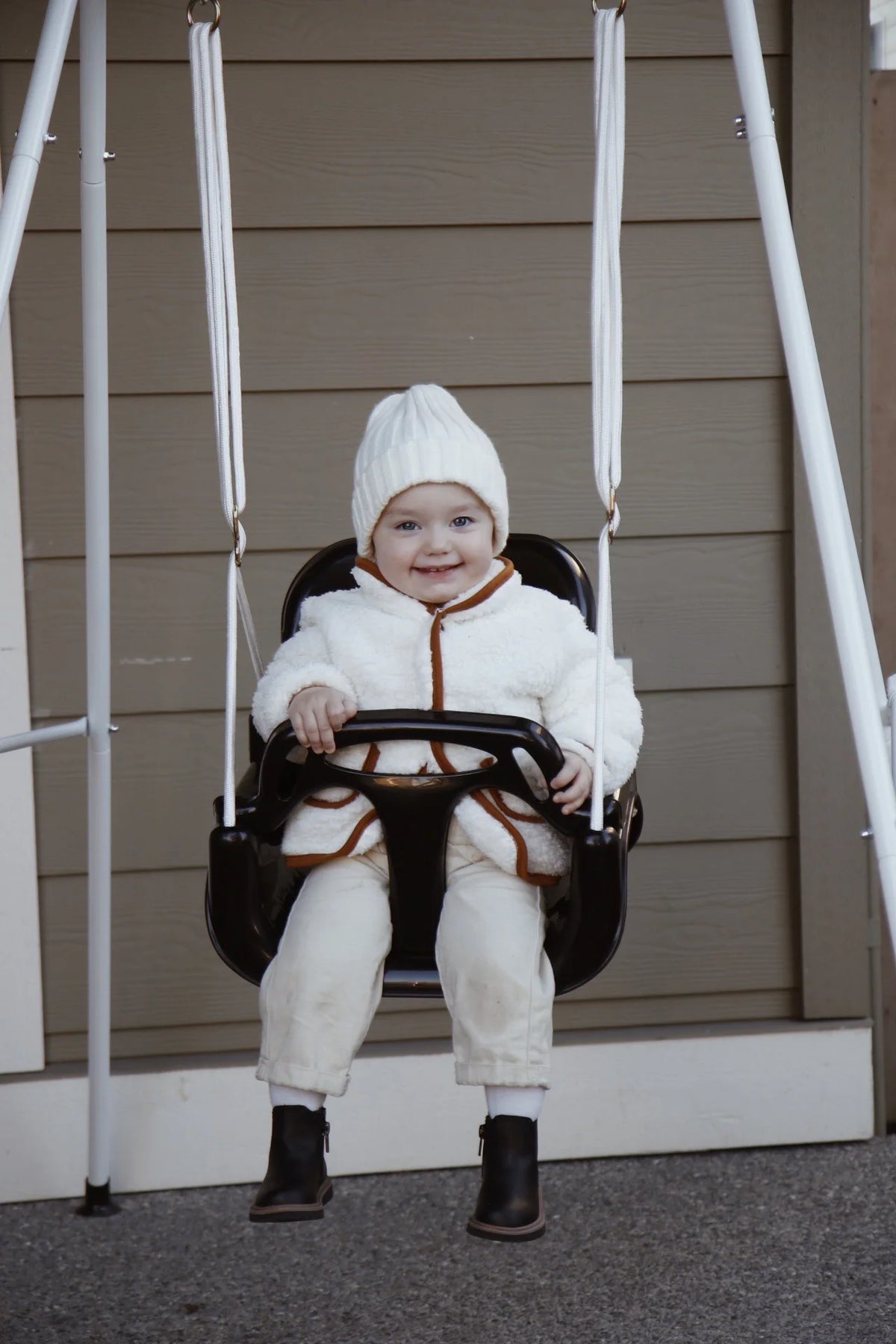 White Foldable Toddler Swing Set F1126