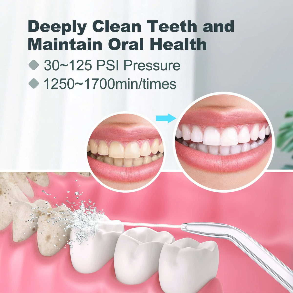 Water Flosser Oral Irrigator with 10 Pressures & 8 Tips, 600ml E776