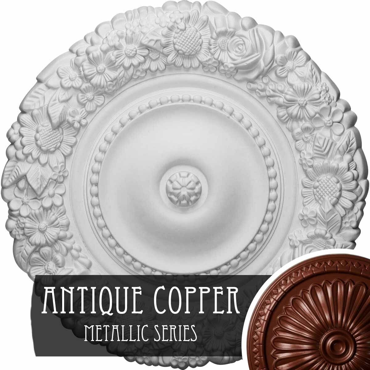 21 inch x 2 inch Hand-Painted Flash Copper Bronze Ceiling Medallion E87486