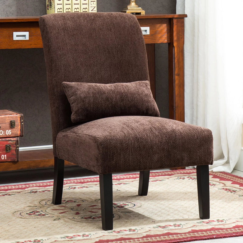 Fabric Armless Accent Chair with Kidney Pillow B633075