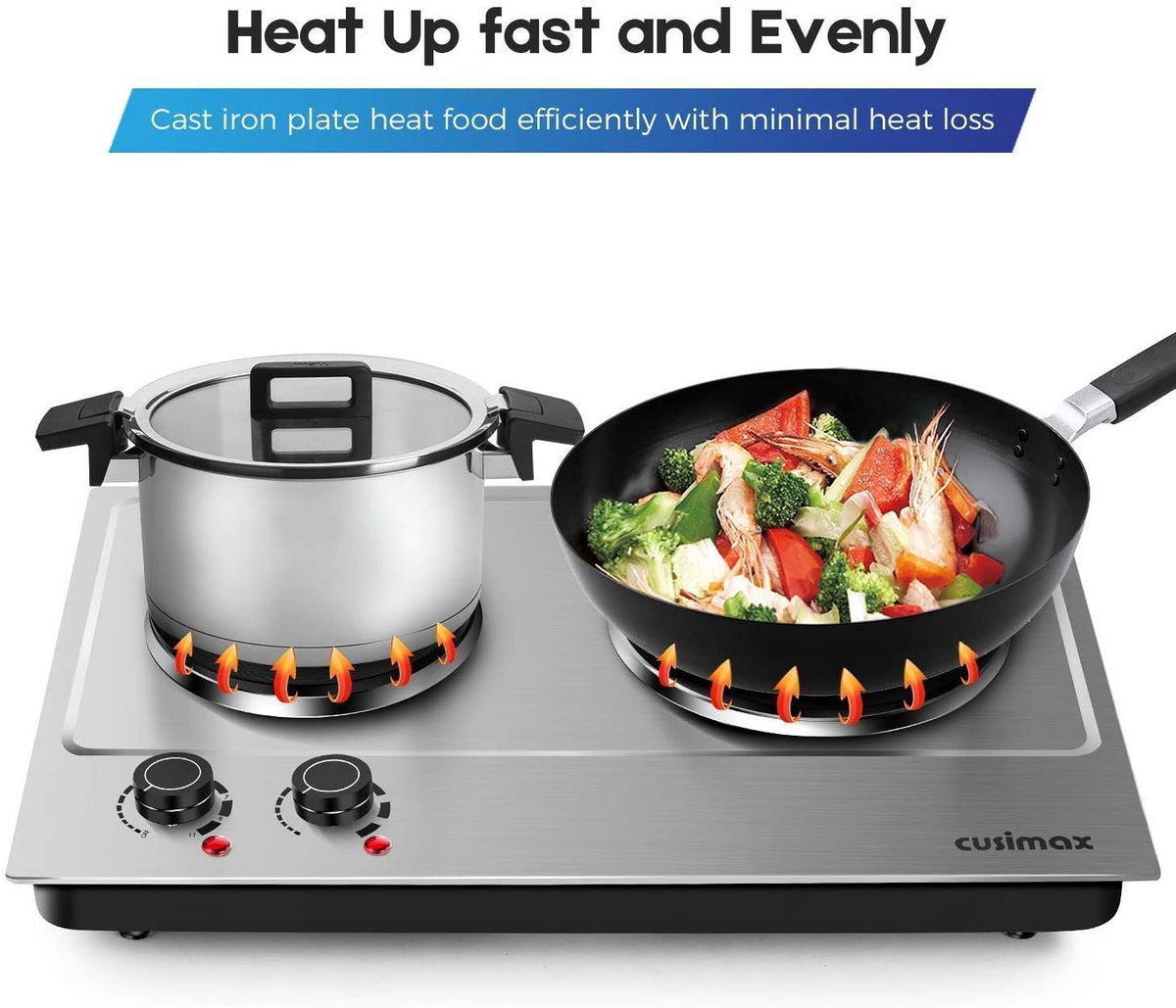 1800W Electric Double Burner Countertop Cast Iron Hot Plate G762