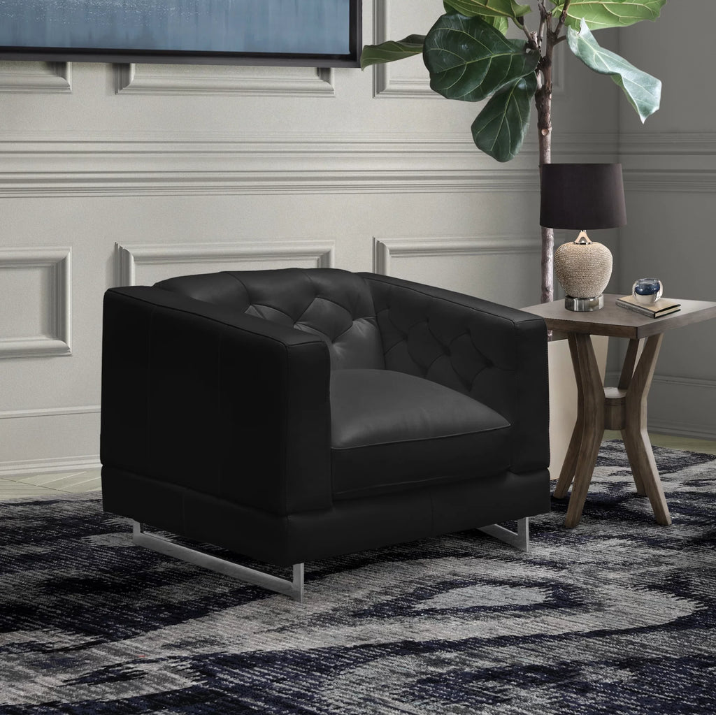 Black 3-pc Leather Sofa and Chairs Set M8991