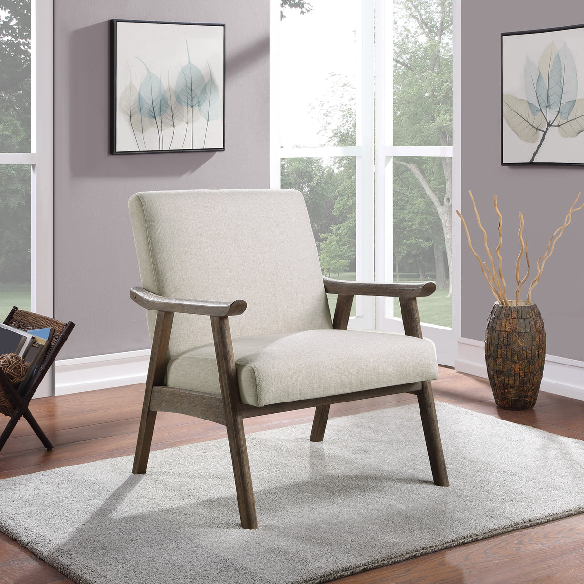 Linen White Fabric Armchair X2740
