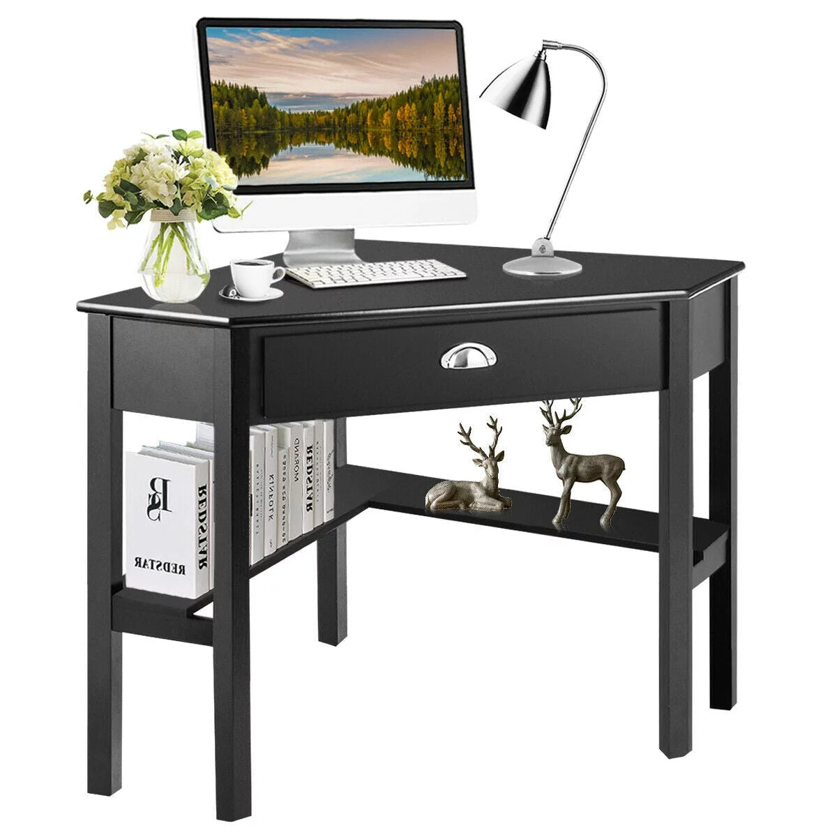 Corner Computer Desk Wood Workstation S413792