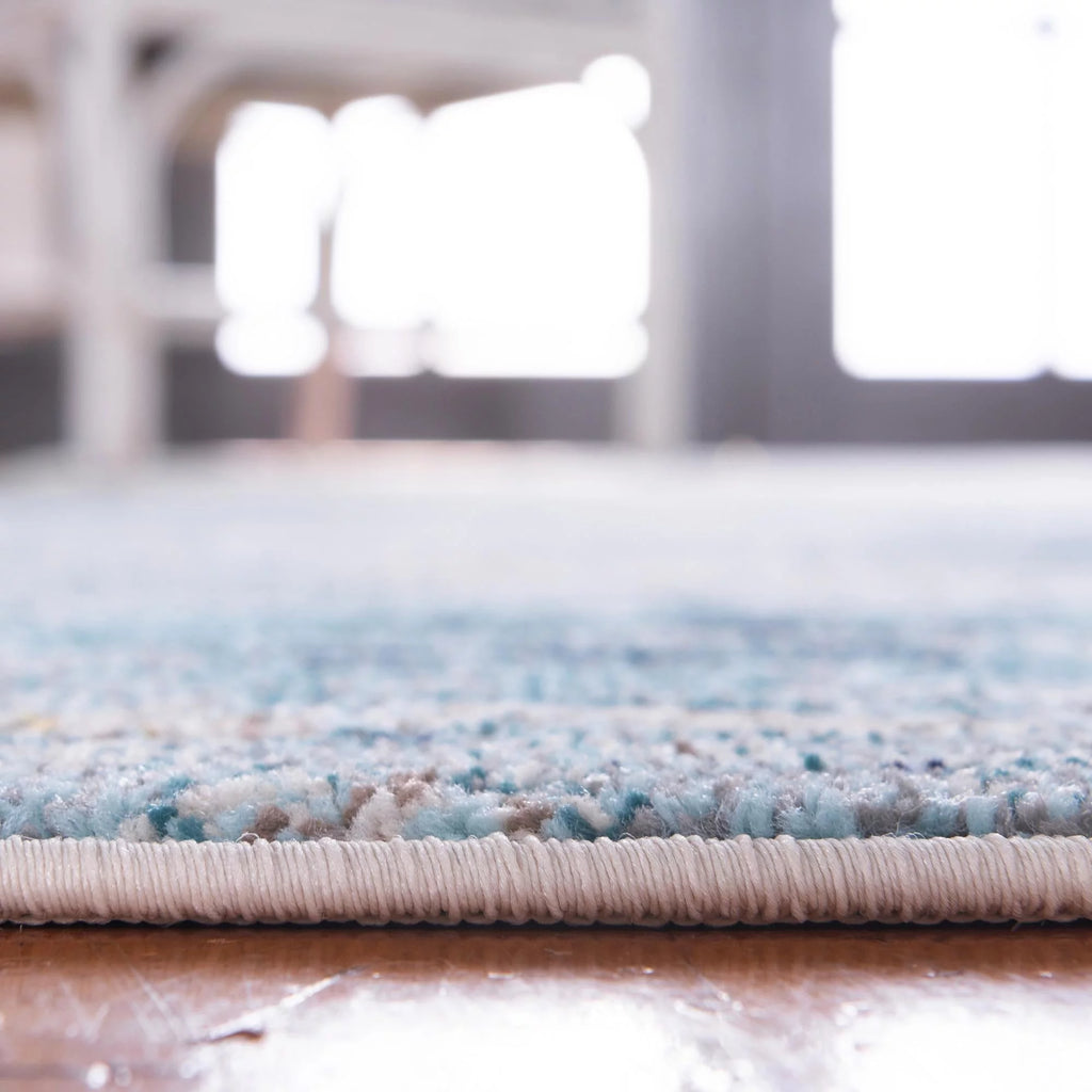 Light Blue/Gray 9' x 12' 2" Abstract Rectangle Rug T4576