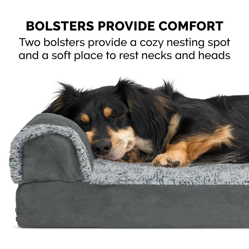 Two-Tone Faux Fur Suede Chaise Lounge Dog Bed U978178