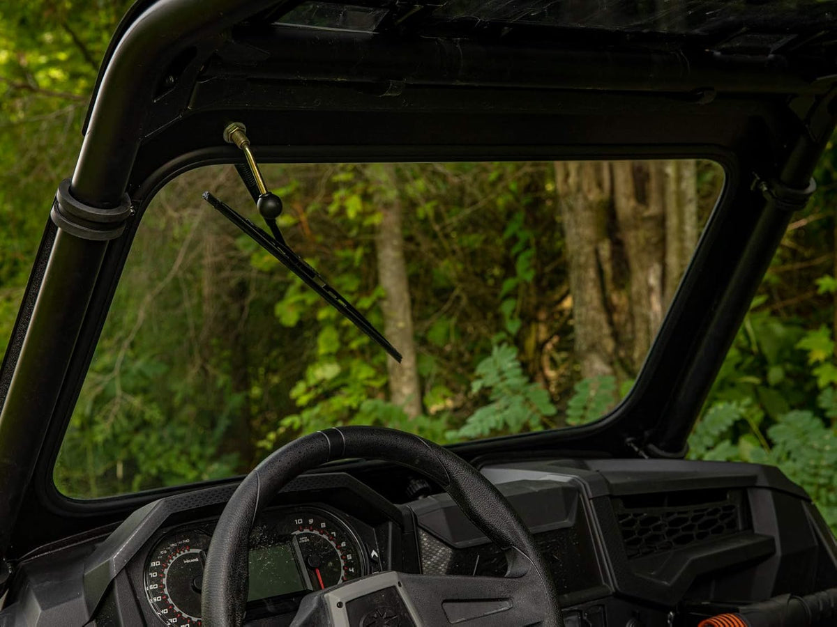 Vented Front Glass Windshield with Aluminum Frame and Manual Wiper Y342