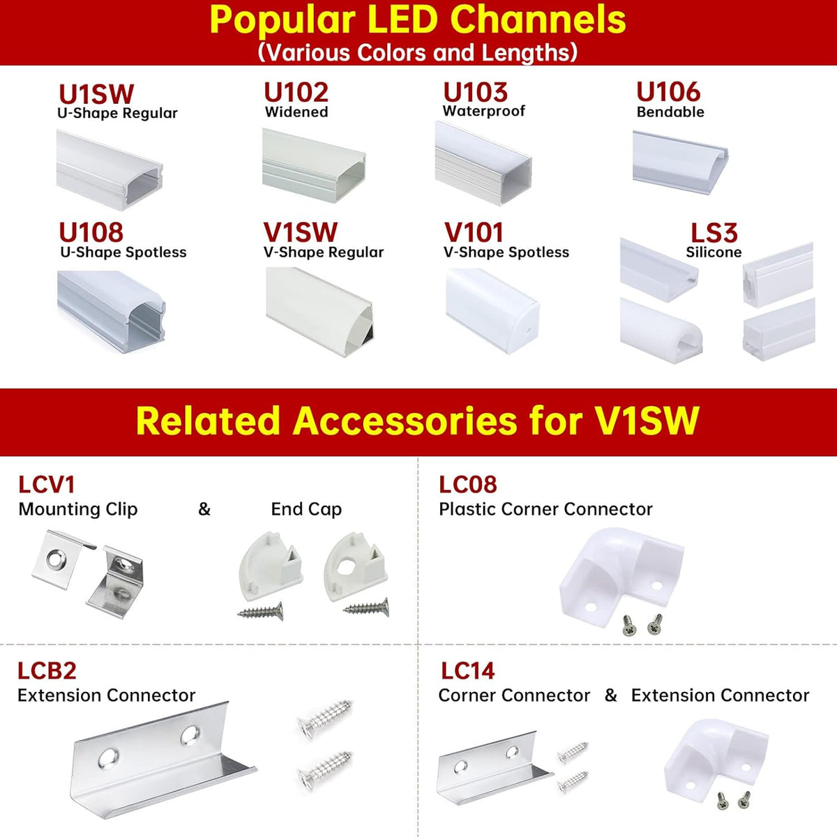 10 Pack 6.6FT Black Aluminum LED Channel System with Clear Cover Lens K708