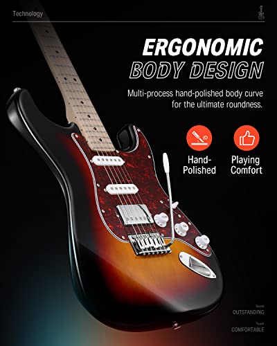 39" HSS Electric Guitar Kit with Amp, Bag, Accessories V41028
