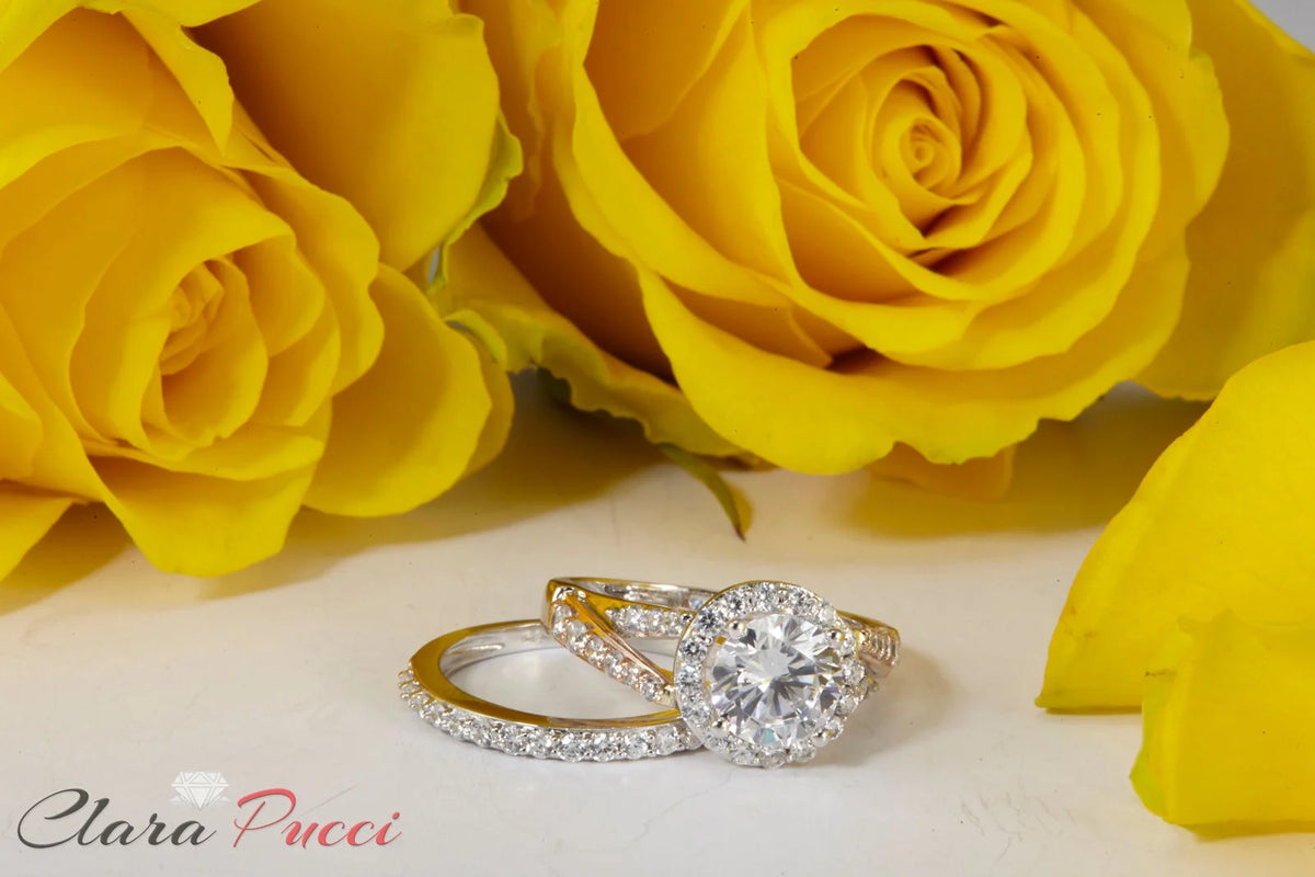 18K White Rose Gold Halo Engagement Ring with Diamond D835451