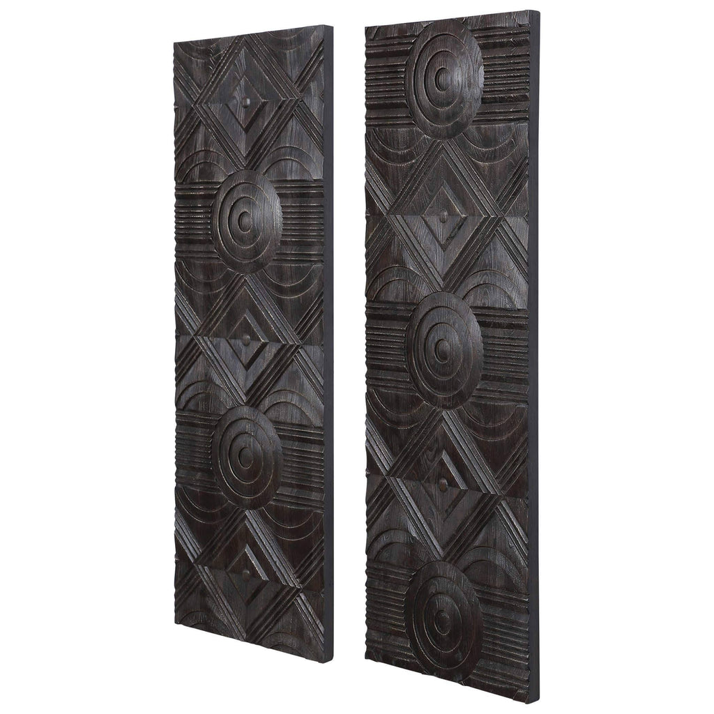 Carved Wood Wall Panels - Set of 2 F891824