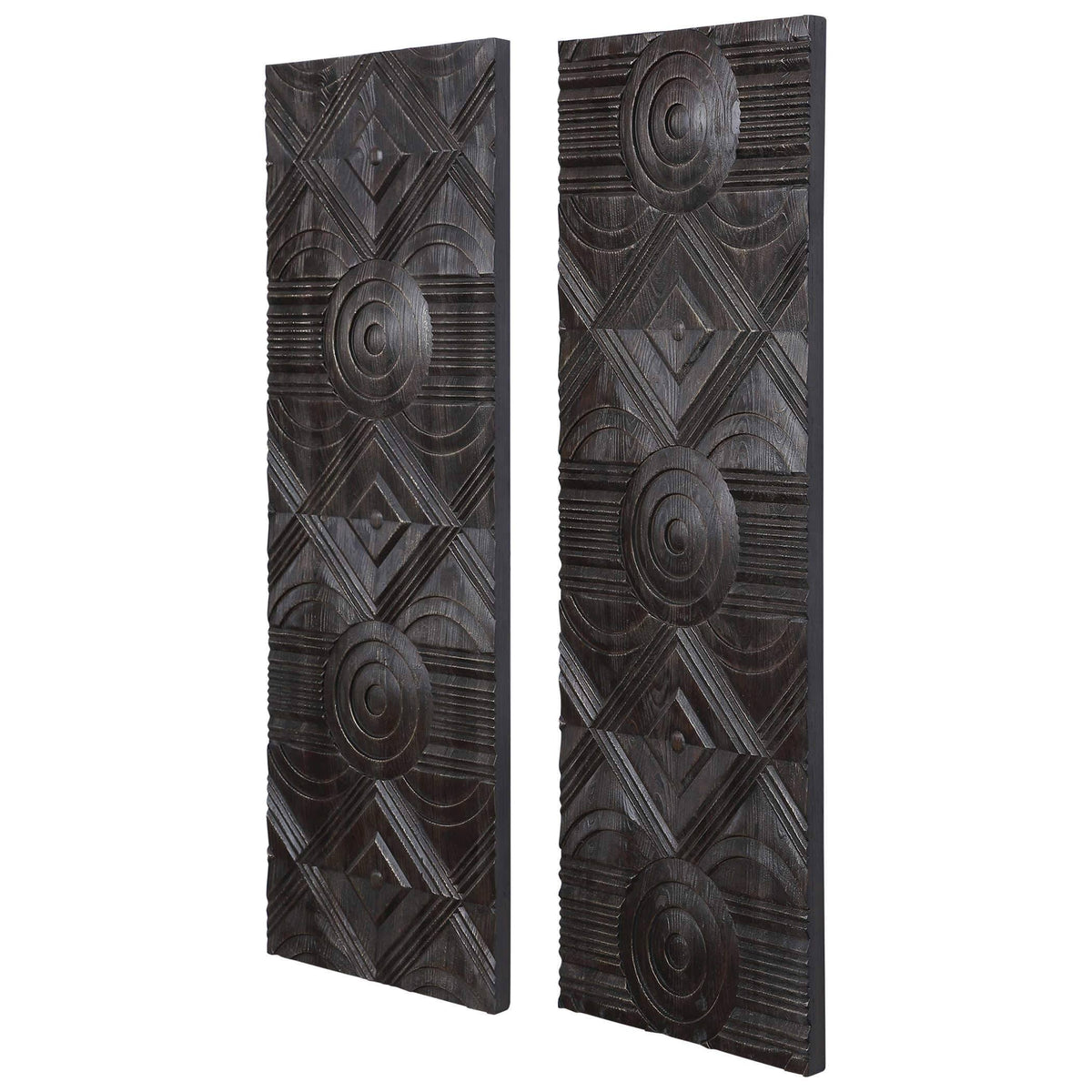 Carved Wood Wall Panels - Set of 2 F891824