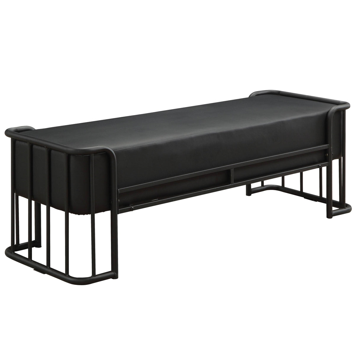 Black Metal Padded Bench F8102