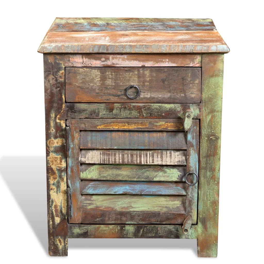 End Table with 1 Drawer 1 Door Reclaimed Wood F19874