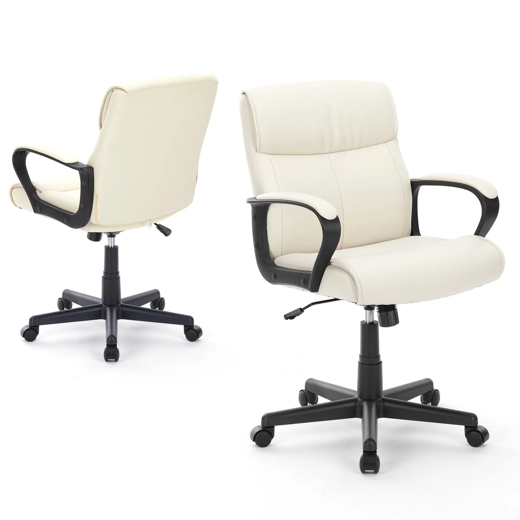 White PU Leather Adjustable Swivel Office Chair L1204