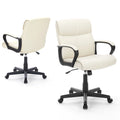White PU Leather Adjustable Swivel Office Chair L1204