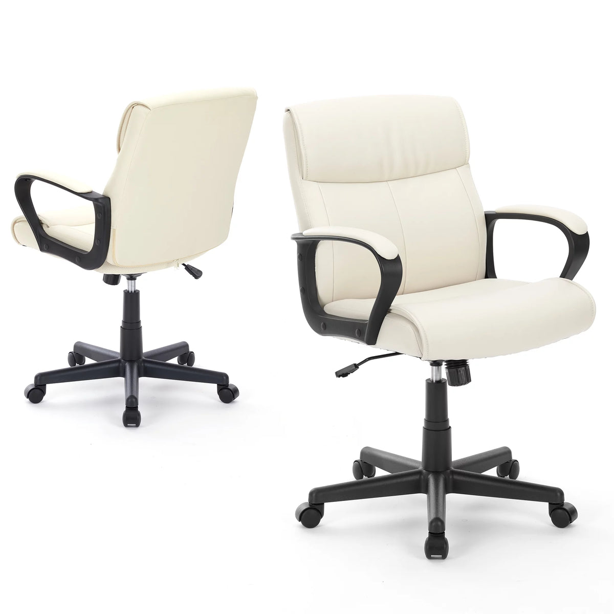 White PU Leather Adjustable Swivel Office Chair L1204