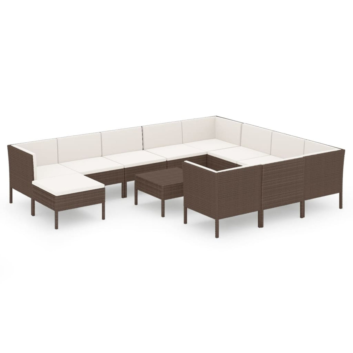 12 Piece Poly Rattan Sectional Outdoor Furniture Set S58480