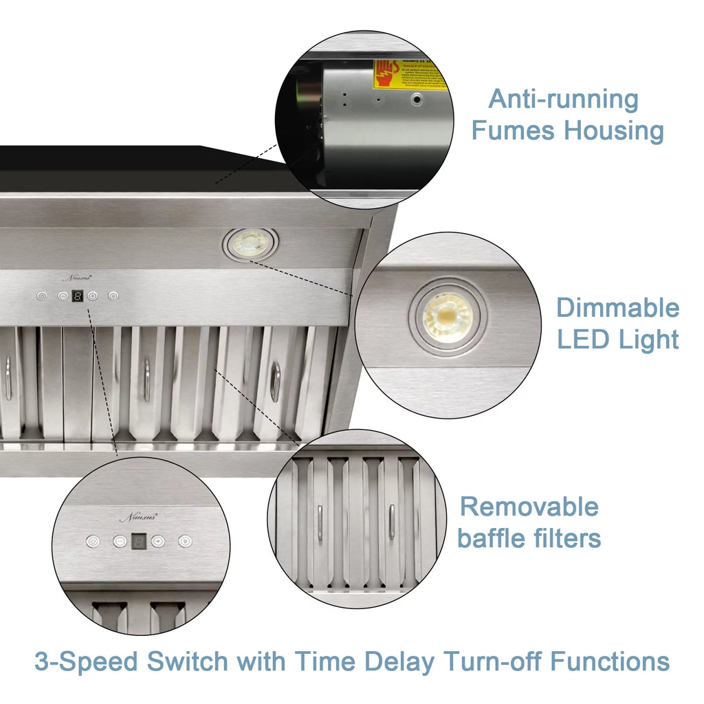 30 Inch Stainless Steel Ducted Range Hood Insert, 600 CFM X827
