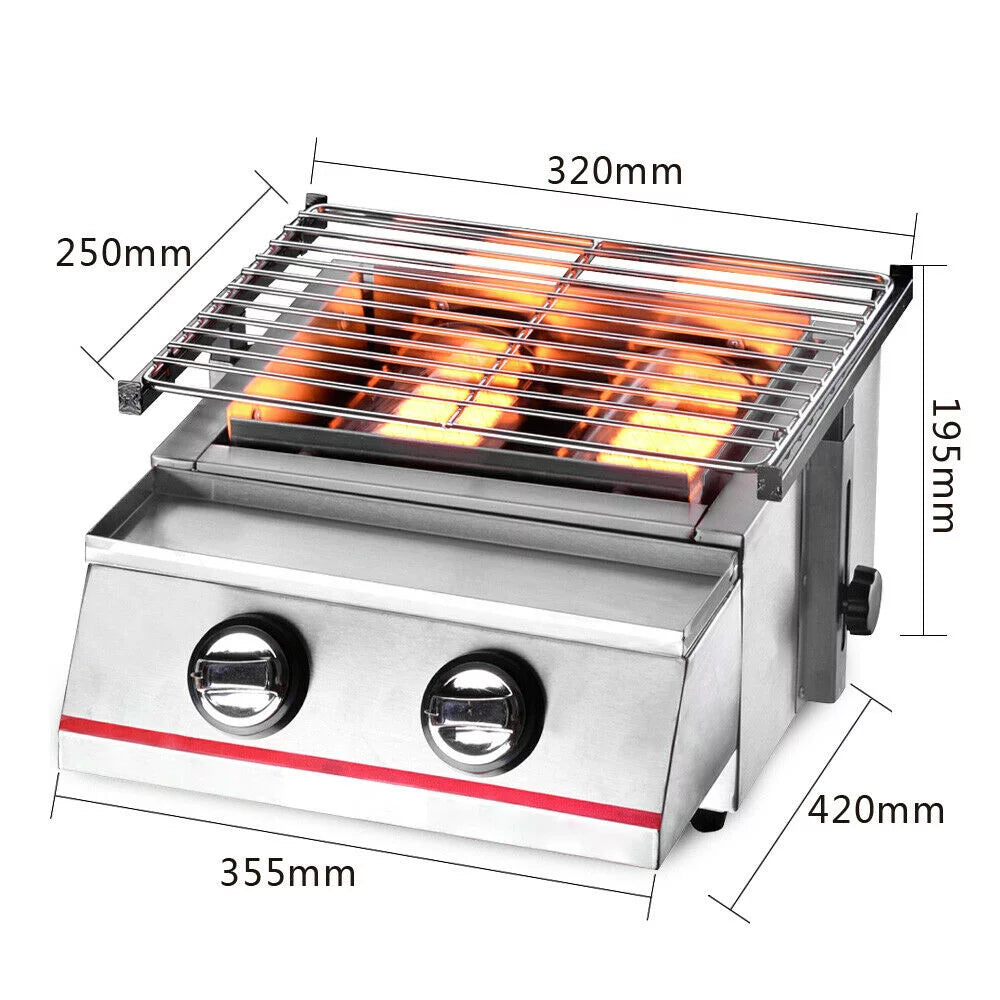2 Burner Stainless Steel Portable Gas Grill K139