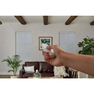 White Cordless Blackout Motorized Cellular Shade with Remote Control P7623