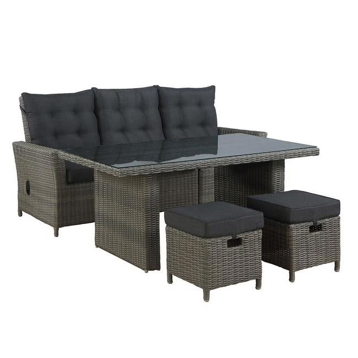 4 Piece All-Weather Wicker Outdoor Seating Set with Reclining Sofa O36680