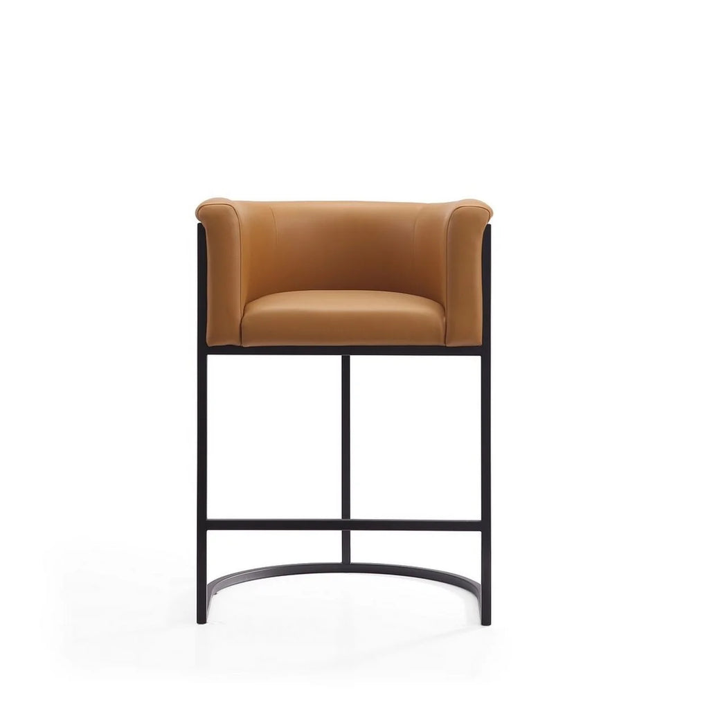 Camel and Black Metal Counter Height Bar Stool Set of 2 Q15741