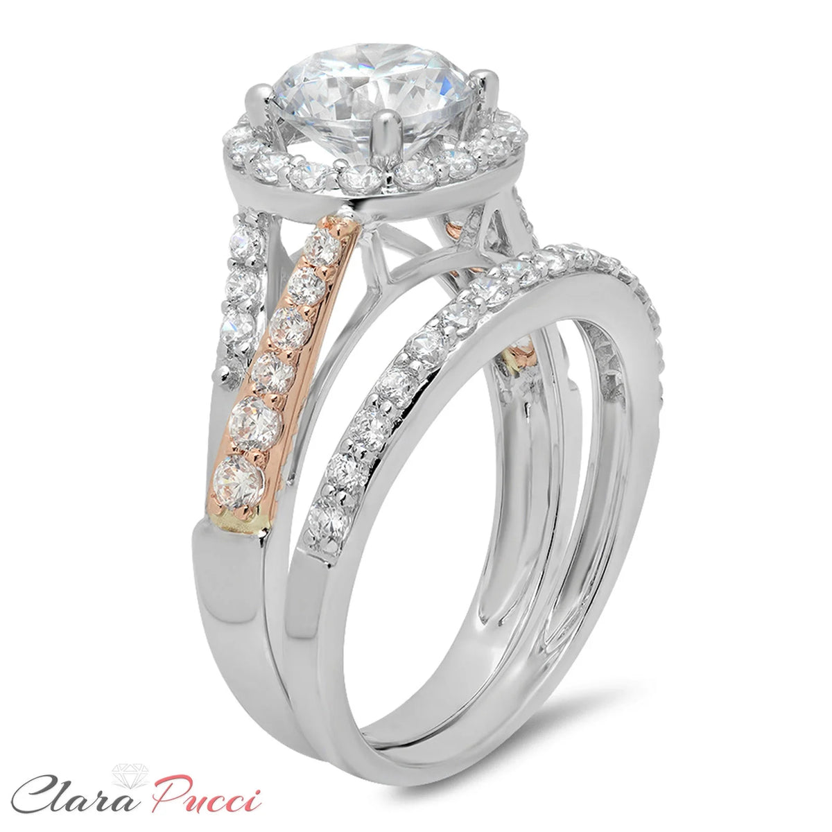 18K White Rose Gold Halo Engagement Ring with Diamond D835451