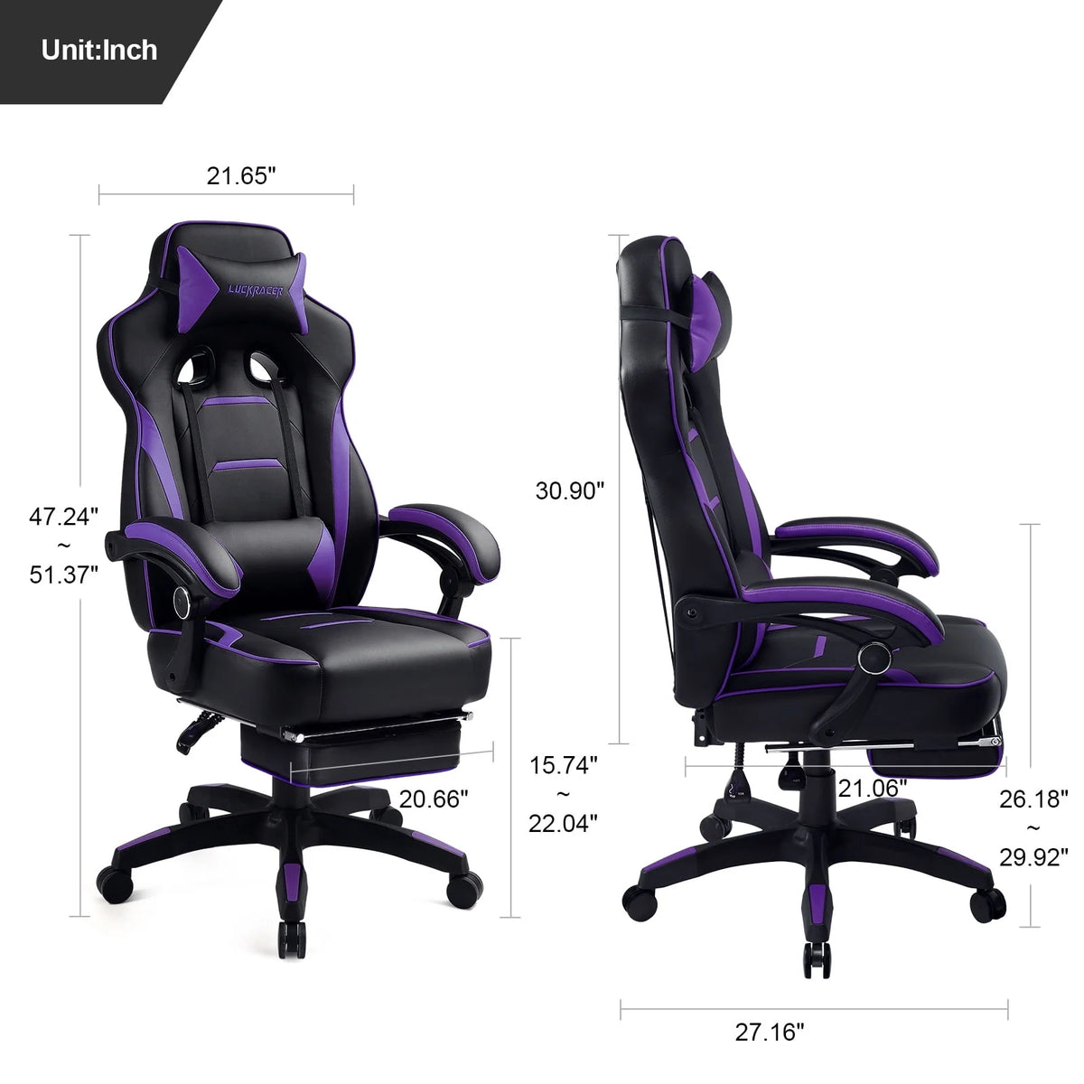 Purple Ergonomic Swivel Gaming Chair M826407