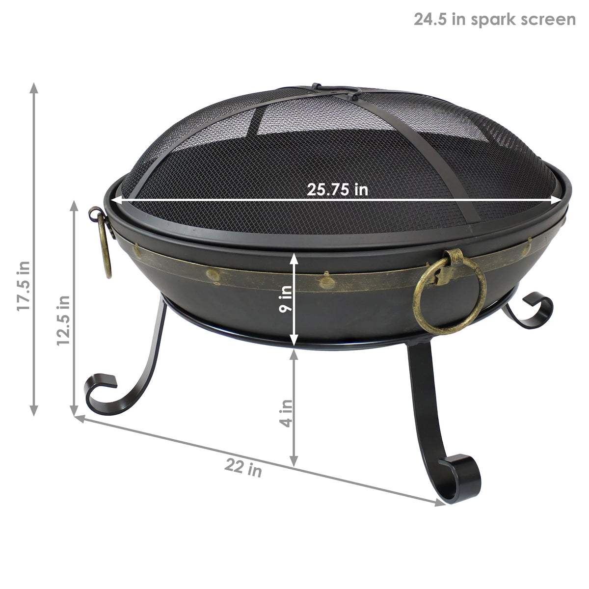 Steel Fire Bowl and Spark Screen - 25" V54650