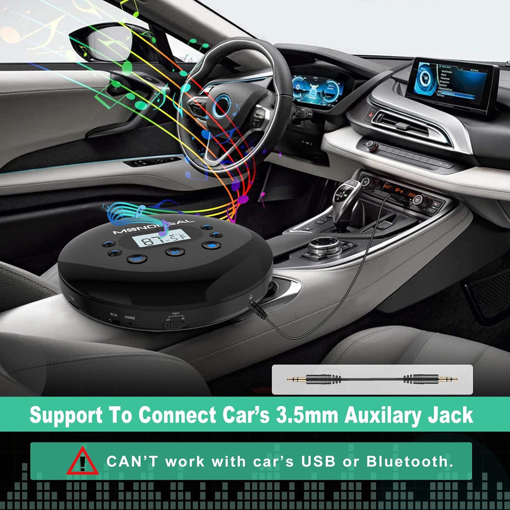 Portable CD Player with FM Transmitter, Anti-Skip Protection, Headphones, Pack of 2 D417