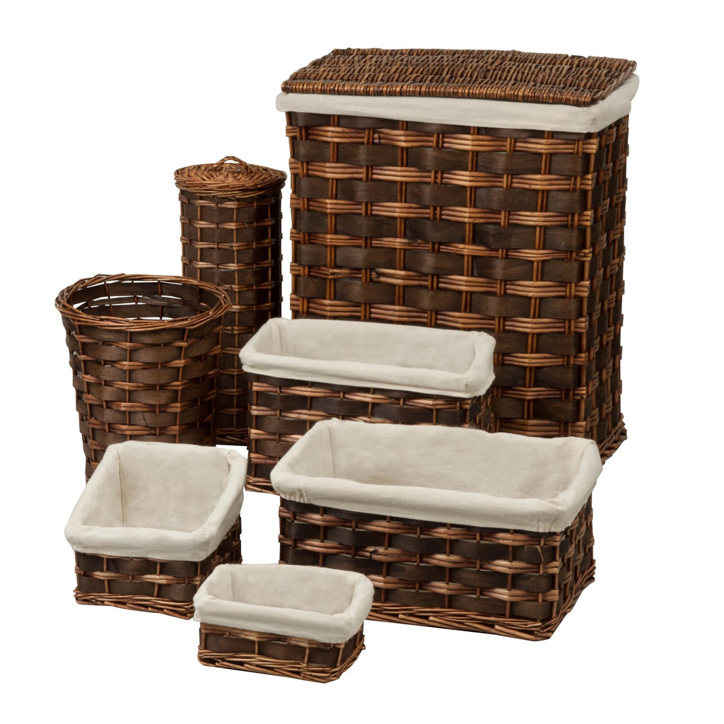 Wicker Laundry Hamper and Bath Storage Basket Set of 7 E670794