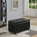 Faux Leather Storage Bench in Black H101