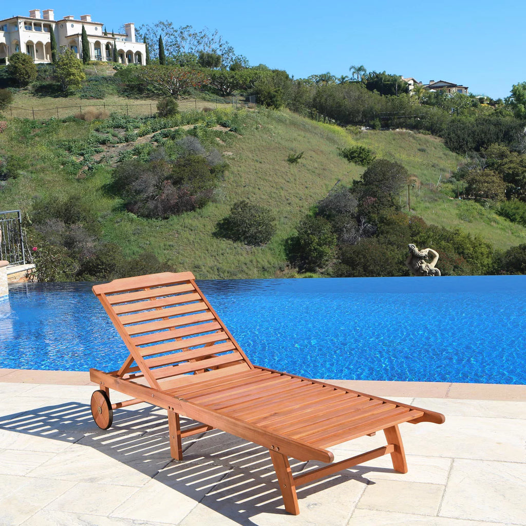Brown Wood Folding Chaise Lounge B918136
