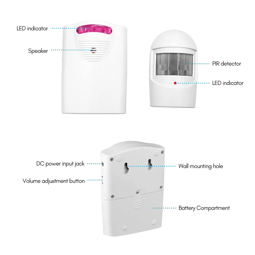Wireless Driveway Alarm with IR Motion Sensor, 1 Receiver & 2 Transmitters L456
