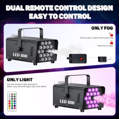 800W Fog Machine with 13-Color LED Effects X637