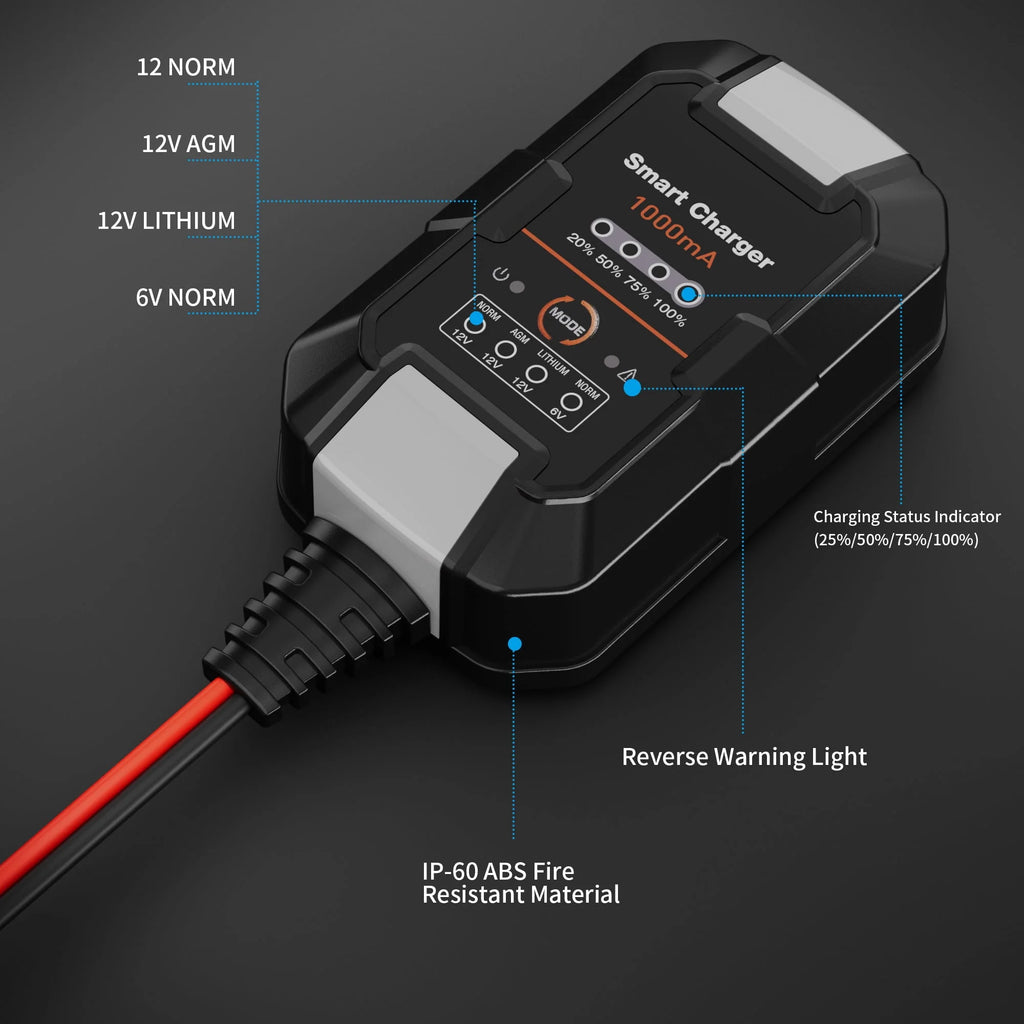 6V/12V 1A Trickle Charger Battery Maintainer J1213